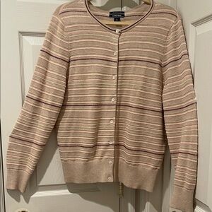 NWOT Preppy Spring Spima Cotton Raised Yard Stripe Short Cardi Soft Large